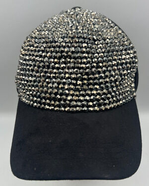 D&Y Womens Black Rhinestone Baseball Cap Bling Crystal Adjustable Hat One Size
